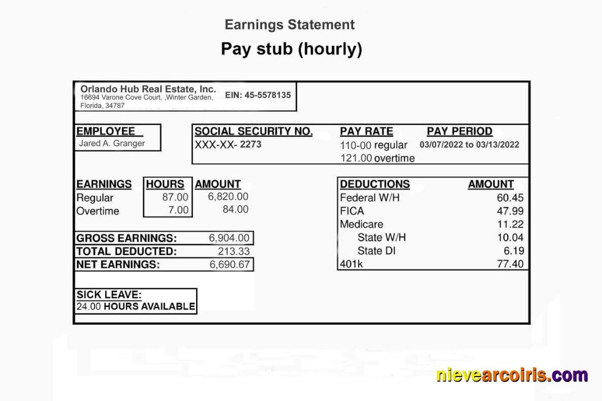 ORLANDO HUB REAL ESTATE inc earnings statement